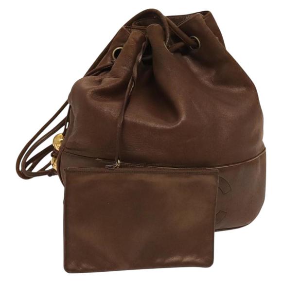 CHANEL Matelasse COCO Mark Shoulder Bag Lamb Skin Brown Gold CC Auth 123575 - Picture 1 of 16